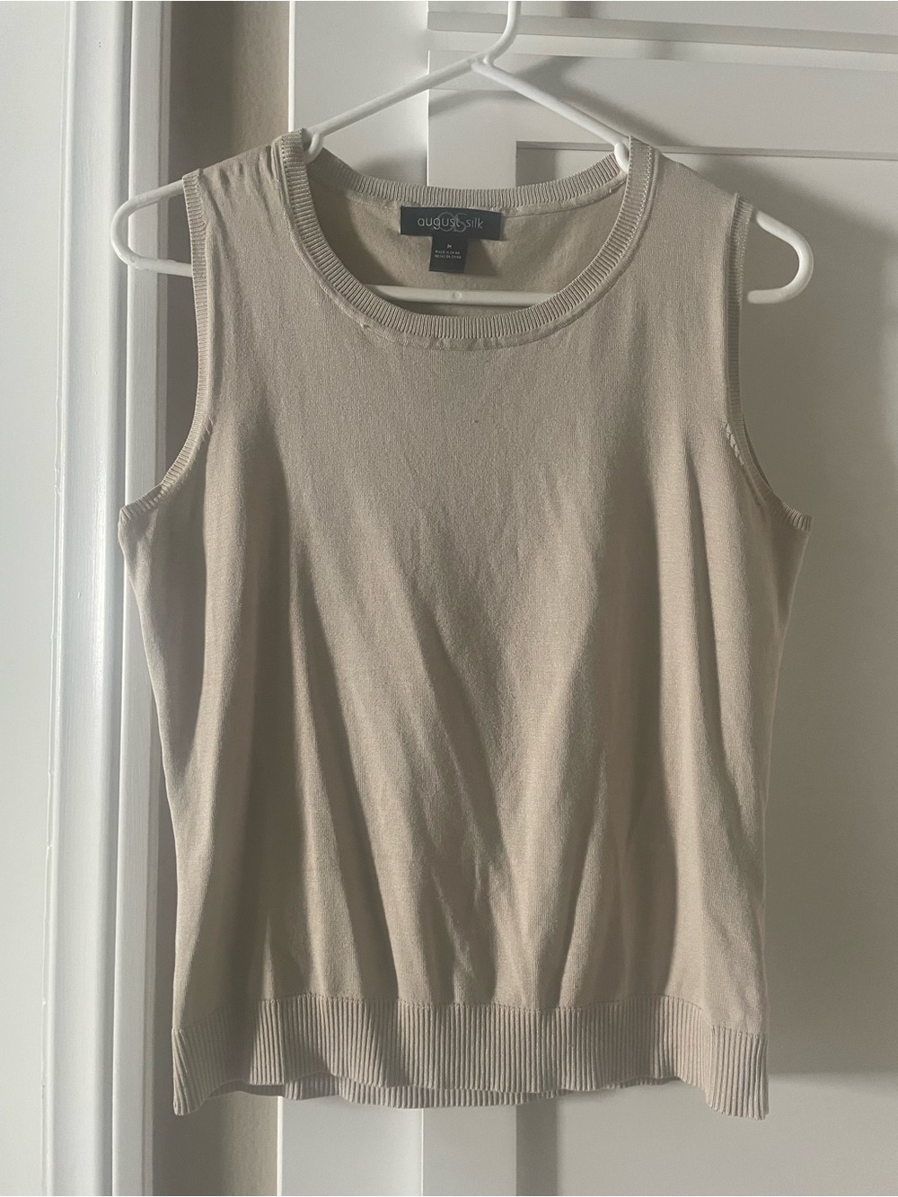 August Silk Sleeveless Knit Beige Tank Top Size M